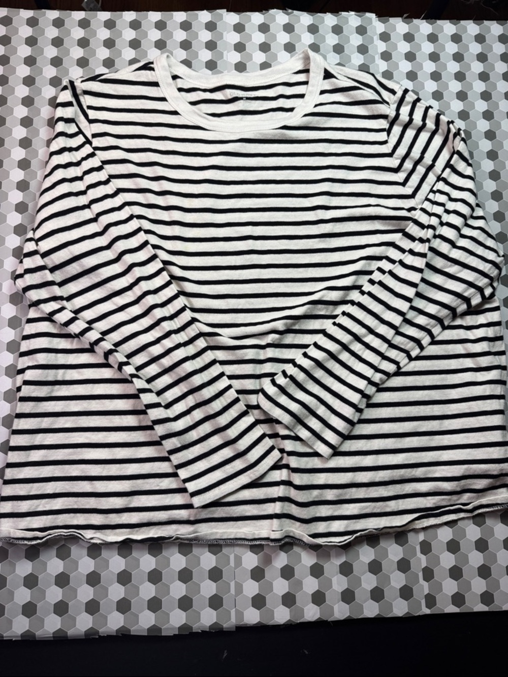 Old Navy Black & White Striped Crewneck Top
